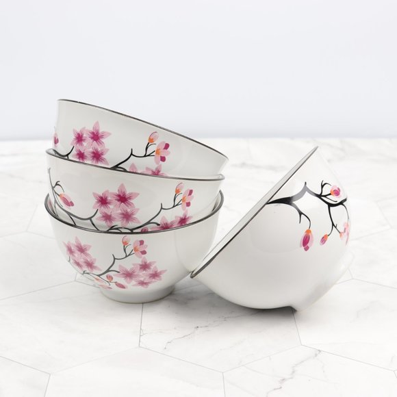 Four Set Stackable Ceramic Bowl Set Dessert 10 oz. - Picture 2 of 5